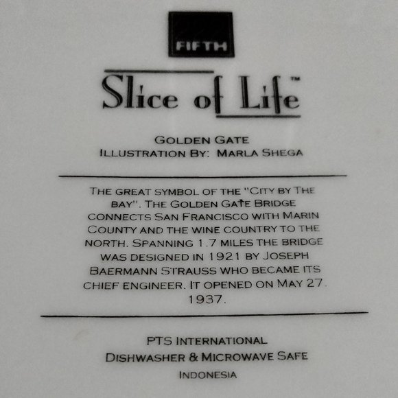 Slice of Life Golden Gate Bridge Collector's Dinner Plate (B) - Picture 3 of 4